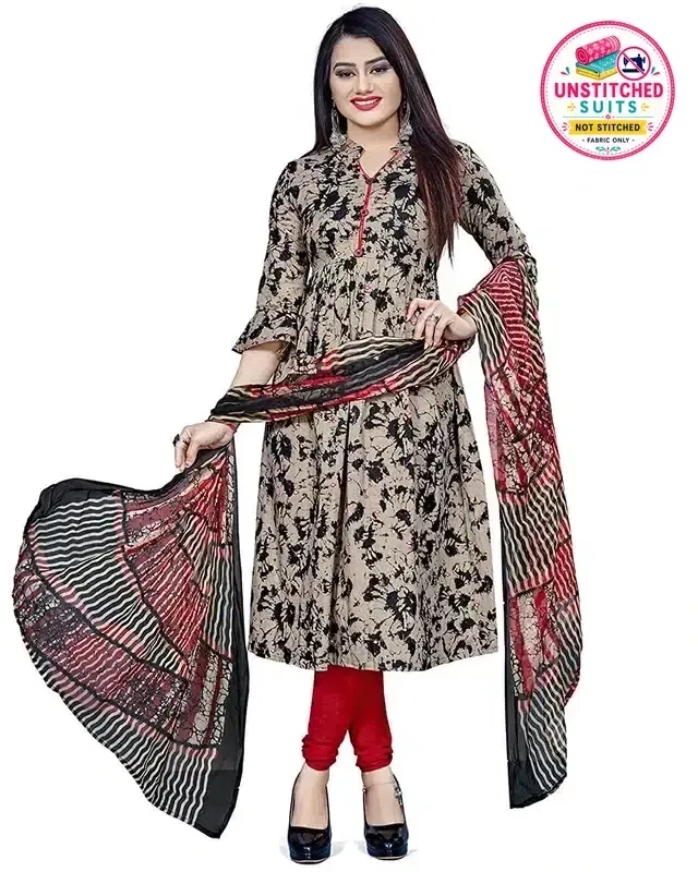 Cotton Printed Unstitched Suits Fabric for Women (Multicolor)