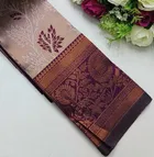 Dola Silk Zari Woven Saree for Women, Beige & Maroon 