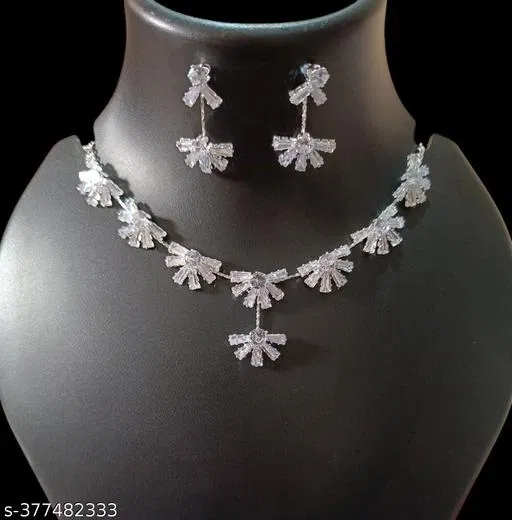 Necklace and Earrings Set for Women (White, 1)
