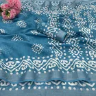 Linen Printed Saree for Women, Multicolor 