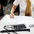 Oddy Transprent Zipper Pencil Pouch, Pen Case Document Pouch Travel Bags for School Office Supplies 