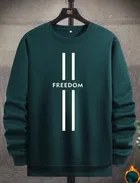 Fleece Printed Sweatshirt for Men, Bottle Green (S)