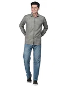 Cotton Blend Full Sleeves Chequered Shirt for Men 