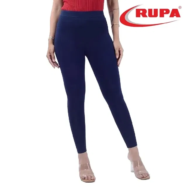 Rupa Cotton Lycra Ankle Length Legging for women (Navy Blue ) (Free Size)