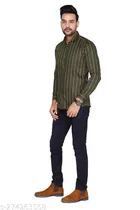 Cotton Blend Checked Shirt for Men, D-Green 