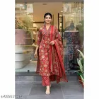 Viscose Rayon Kurta & Plazo With Dupatta Red 