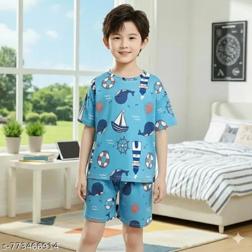 Night Suit for Boys (Blue, 7-8 Years)