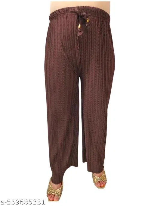 Palazzo Pants for Women (Maroon, XL)