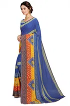 कानूड़ा फैंसी विमेंस जॉर्जेट फ्लावर प्रिंटेड साड़ी 