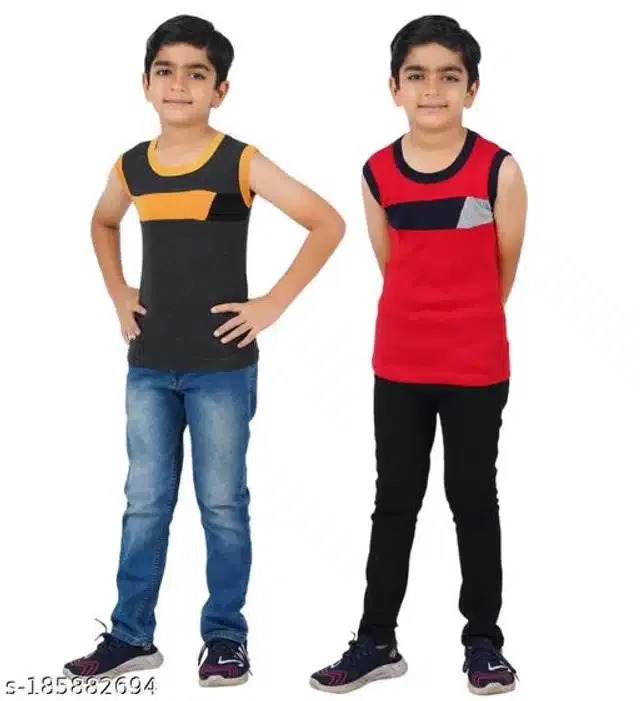 Innerwear for Boys (Grey & Red, 8-9 Years) (Pack of 2)