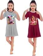 Graphic Print Shift Dress for Girls, Pack of 2 