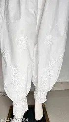 Cotton Solid Salwar for Women, White 