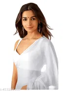 Plain Pure Georgette Alia Bhatt Saree for Women 