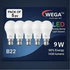 Wega 9 W Standard B22 LED Bulb (Cool White) (Pack of 5)