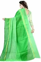 शारदा क्रिएशन पॉलीकॉटन स्ट्रिपड साड़ी 