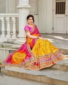 Art Silk Printed Saree for Women, Yellow 