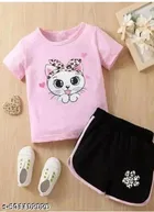 Hosiery Cotton Printed Clothing Set for Kids, Multicolor, Pack of 2 