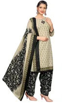 Cotton Blend Floral Kurti with Pant & Dupatta for Women 