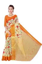 Cotton Linen Printed Saree for Women 