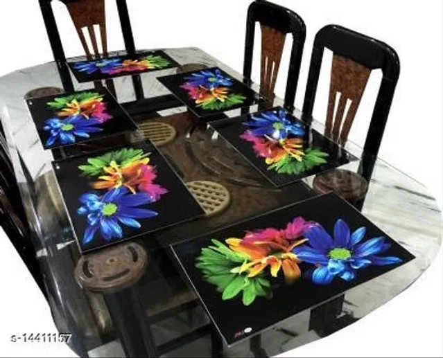 PVC Table Placemat (Multicolor, 45x30 cm) (Pack of 6)
