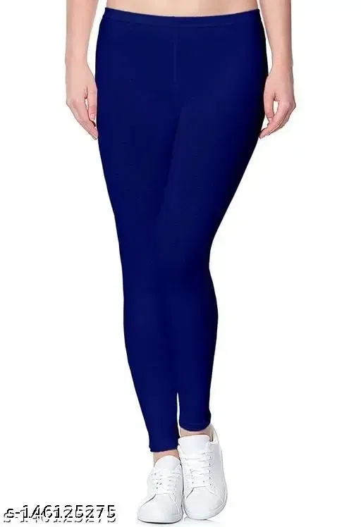 Lycra Ankle Length Leggings for Womens/Girls/Ladies (Pack of 1) ( Navy Blue ) ( L )