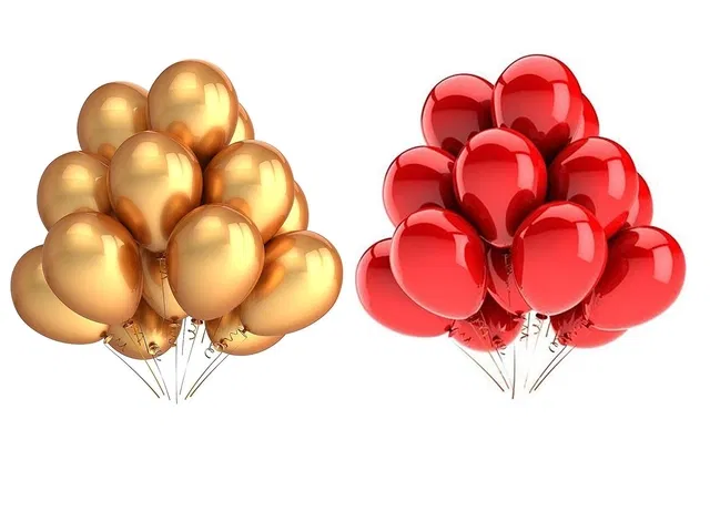 Solid 50 Pcs HD Metallic Balloons (Red & Gold)