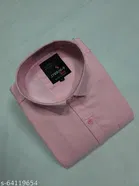 Cotton Blend Solid Shirt for Men, Pink 
