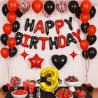 3rd Happy Birthday Balloon Decoration Kit ,Black & Red Set Of 1