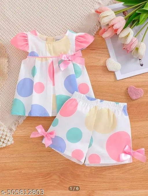 Cotton Clothing Set for Girls (Multicolor, 12-18 Months)