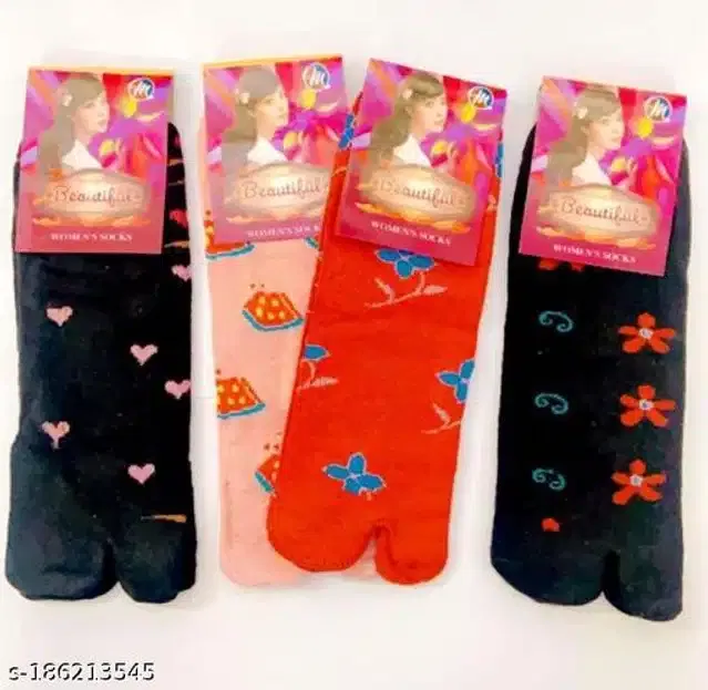 Cotton Socks for Women (Multicolor, Pack of 4)