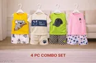 Hosiery Cotton Printed Clothing Set for Kids, Multicolor, Pack of 4 
