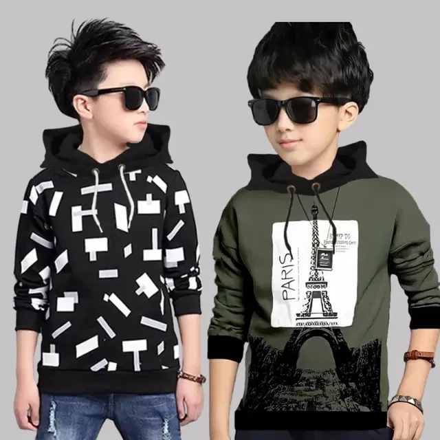 Cotton Blend Hoodies  for Boys (Multicolor, 8-9 Years) (Pack of 2)
