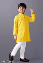 Checked Show Button Rayon Kurta Sets for Girls 