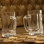 Afast Cool Glass Beer Mug set of 2, 400 ml Each, Transparent | Serve Whiskey | Wine |  Mocktail | Cocktail | Drinking Glass with Handle - Set of 2