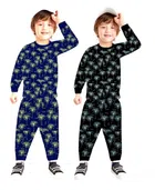 Cotton Printed Nightsuit for Kids (Multicolor, 0-3 Months) (Pack of 2)