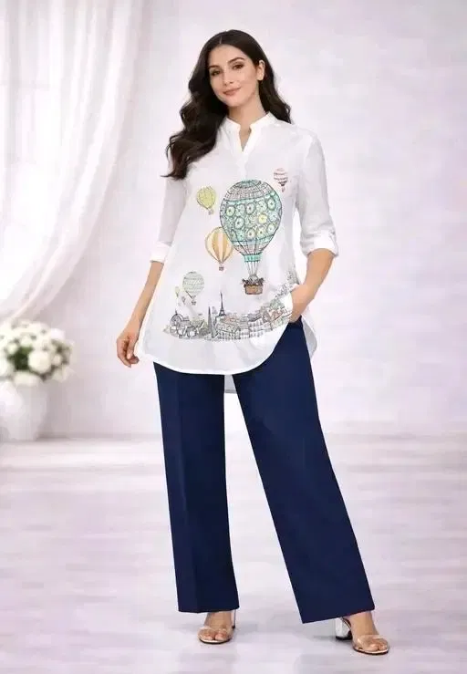 Stylish Printed Kurta Palazzo Set for Women (Multicolor, XL)