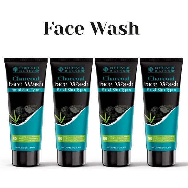 Forever Bliss Charcoal Face Wash (60 ml, Pack of 4)