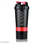 Plastic Shaker Sipper (Black & Red 528 Ml)