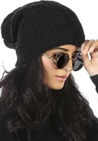 Woolen Solid Cap for Women, Black, Set of 2