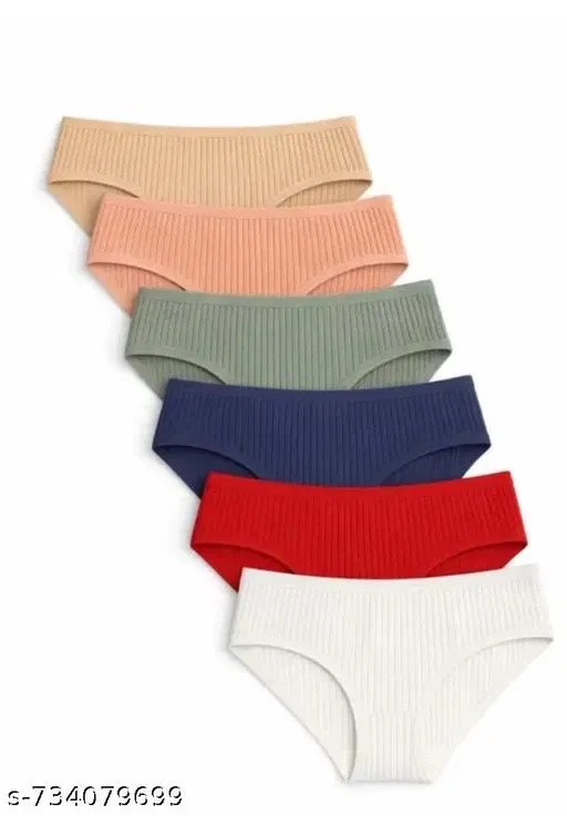 Nylon Briefs for Women, Multicolour, Pack of 6 (M)