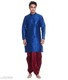 Silk Solid Kurta with Dhoti for Men 