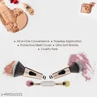 4 in 1 Essential Make Up Brush Kit Includes Foundation Brush, Powder Brush, Eyeshadow Blending Brush, Flat Brush | Compact Design | Travel Friendly | Soft Bristles For Women.