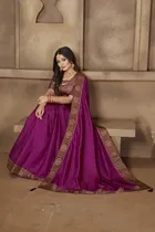 Vichitra Solid Saree for Women 