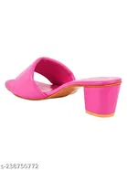 Shoetopia Red Synthetic Block Heel Square Toe Sandals 