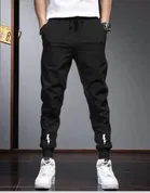 Printed Trackpant for Men (Black, 30)