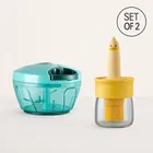 2 in 1 Oil Dispenser and Manual Chopper 450ml Combo Set