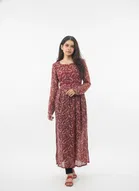 Kalamkari Printed Flared Georgette Kurti for Women 