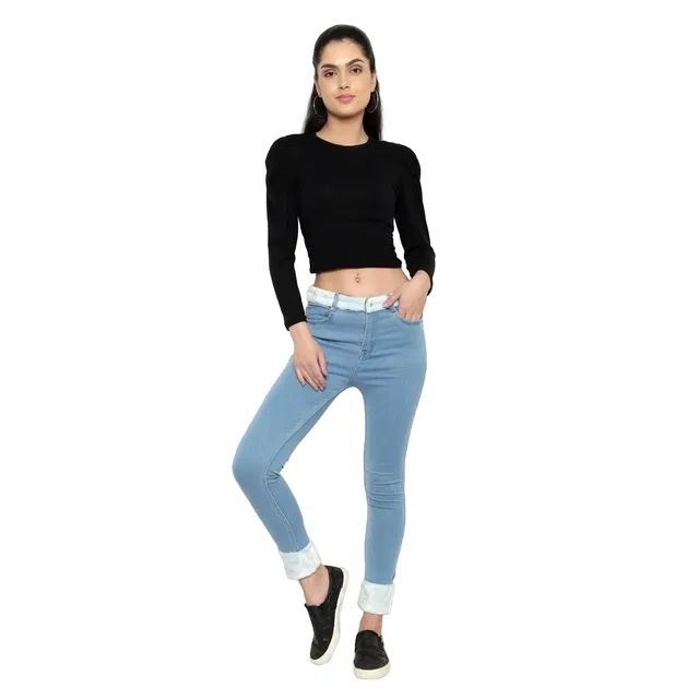 Denim Straight Fit Jeans For Women, LIGHT BLUE (32)