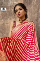 Litchi Silk Zari Woven Saree for Women, Red 