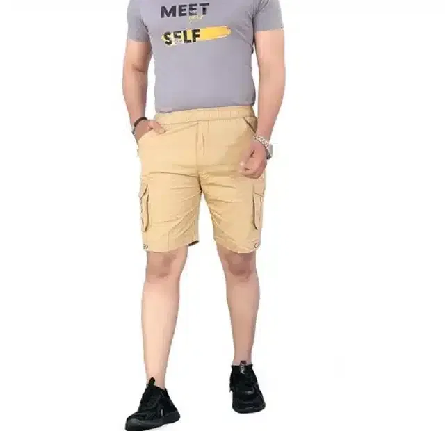 Cotton Cargo Shorts for Men (Beige, 34)